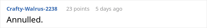 Comment advising annulment after drunken rampage Comment advising annulment after drunken rampage