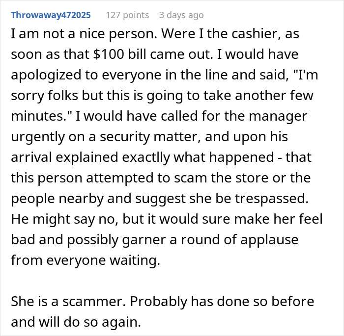 Walmart shoppers comment on customer trying to guilt them into paying, then finding money. Walmart shoppers comment on customer trying to guilt them into paying, then finding money.