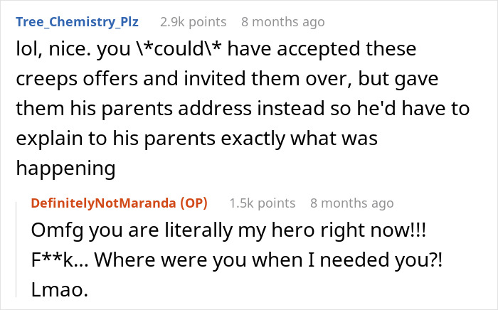 Screenshot of online comments, where a user suggests a woman getting revenge on her ex.