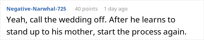 Advice to call off wedding until fianc&eacute; stands up to mother
