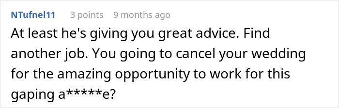 Comment recommending finding another job after boss message to grieving employee Comment recommending finding another job after boss message to grieving employee