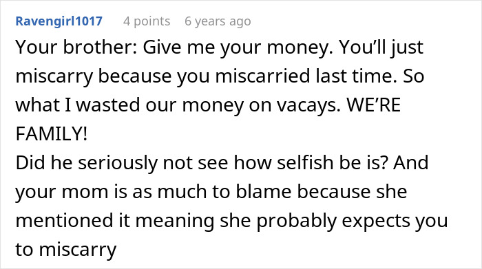 Woman Saves For Her Future Child For Years, Brother Thinks One Cruel Comment Will Get Him The Money