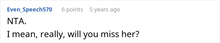 Short comment stating NTA and questioning if cousin will be missed Short comment stating NTA and questioning if cousin will be missed
