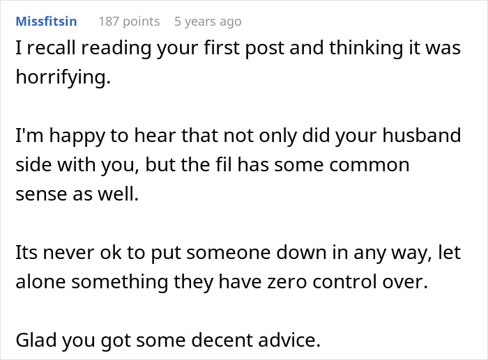 Comment remembering original post about mother-in-law conflict and family support