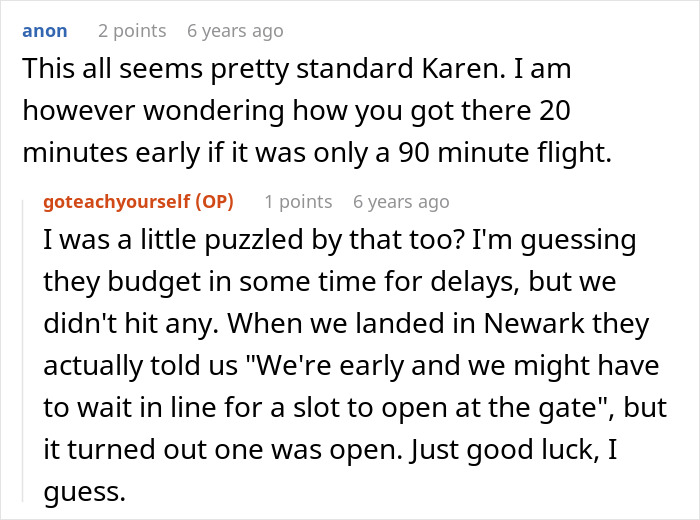 Commenters questioning timing and details about a flight with a disruptive racist Karen Commenters questioning timing and details about a flight with a disruptive racist Karen
