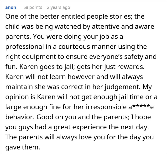 Comment defending use of safety equipment for autistic child and condemning entitled behavior