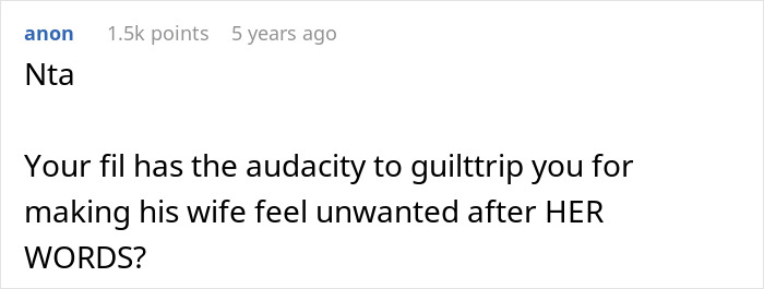 Comment about MIL guilting couple for not having kids