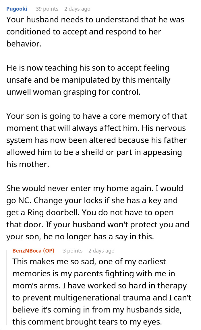 A comment section discussing a grandma who throws a fit before family vacation and clings to a toddler. A comment section discussing a grandma who throws a fit before family vacation and clings to a toddler.