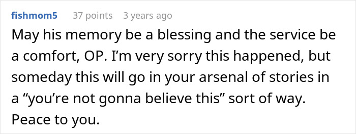 Condolence comment hoping memory brings comfort after memorial service disruption Condolence comment hoping memory brings comfort after memorial service disruption