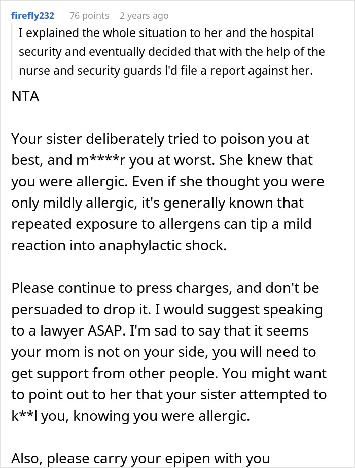 Sister Thinks Woman's Allergy Is A Lie, Her "Test" Gets Her Arrested Sister Thinks Woman's Allergy Is A Lie, Her "Test" Gets Her Arrested