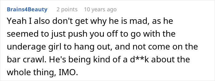 A comment about a man begging his introverted girlfriend to go to a bar crawl with him and his friends. A comment about a man begging his introverted girlfriend to go to a bar crawl with him and his friends.