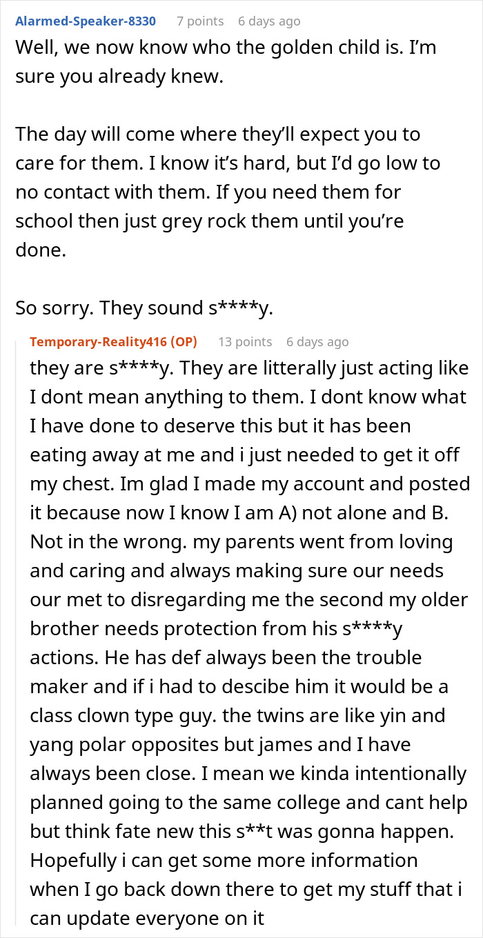 A screenshot of a Reddit comment section with users discussing loving parents turning hostile over a jobless bro. A screenshot of a Reddit comment section with users discussing loving parents turning hostile over a jobless bro.