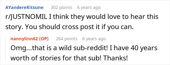 A screenshot of comments suggesting a Reddit cross-post, detailing a MIL trying to humiliate DIL. A screenshot of comments suggesting a Reddit cross-post, detailing a MIL trying to humiliate DIL.