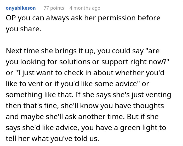 Advice to ask the bride if she wants support or advice about her wedding issues Advice to ask the bride if she wants support or advice about her wedding issues