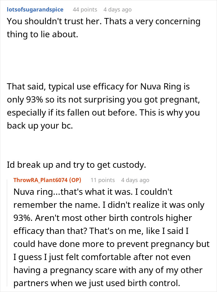 Discussion on trust issues and birth control efficacy after fake 26th birthday lie