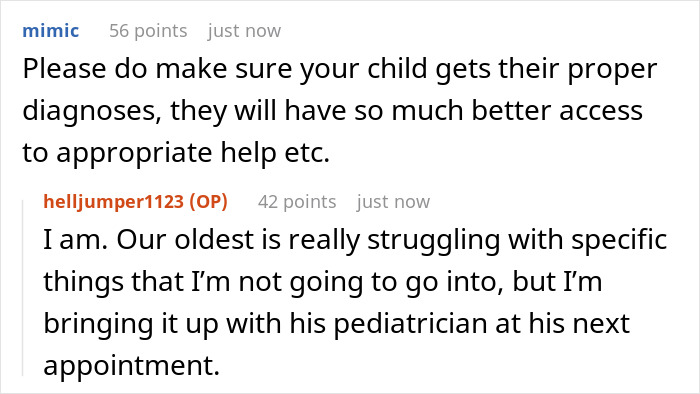 Conversation about importance of child's proper diagnoses and support