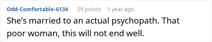 A comment expressing worry for a woman who found her husband's memory box, revealing his stalkerish tendencies. A comment expressing worry for a woman who found her husband's memory box, revealing his stalkerish tendencies.