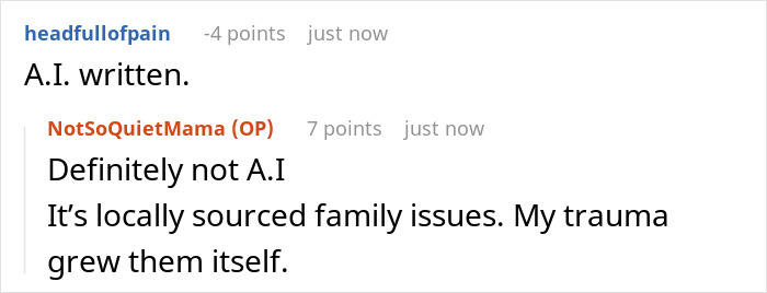 A screenshot of a Reddit comment discussing family issues related to a husband's mom's breakdown.