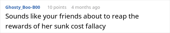 Comment on wedding sunk cost fallacy and friend rewards Comment on wedding sunk cost fallacy and friend rewards