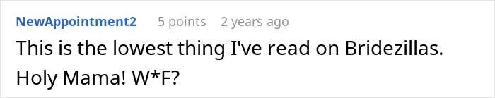 Comment reacts to wedding planning story as the lowest thing read on Bridezillas
