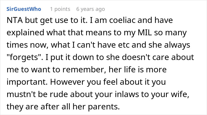 Discussion about MIL using ingredients allergic to DIL and impact on family relationships