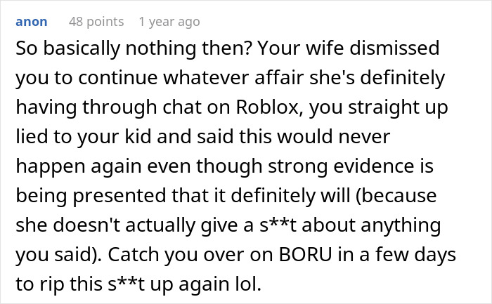 A comment about a woman's gaming problem, expressing disbelief at her dismissal and impact on her son.
