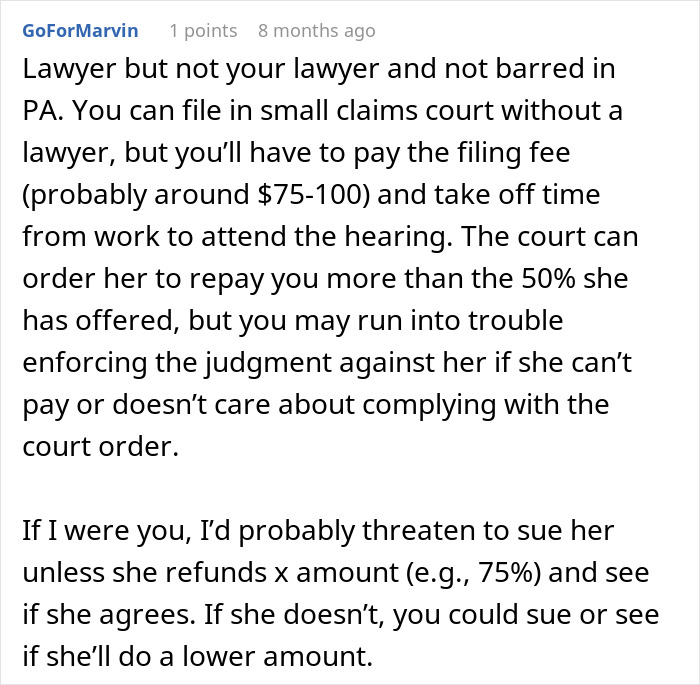 Small claims court advice for recovering money from wedding coordinator cancellation