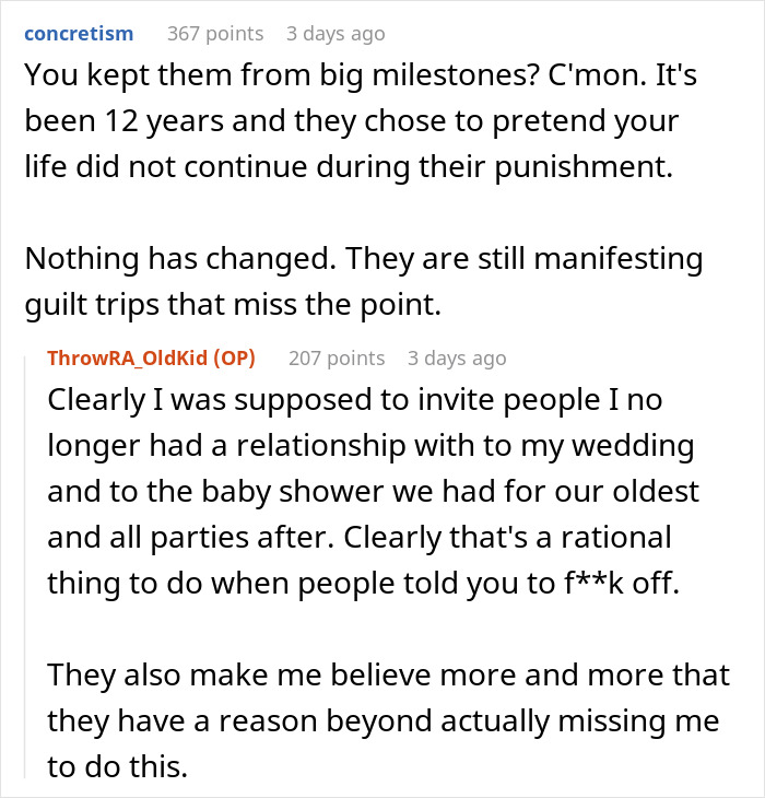 Discussion on parents missing major life events and using guilt in family estrangement Discussion on parents missing major life events and using guilt in family estrangement