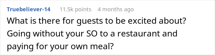 Comment questioning reasons for guests' excitement at wedding Comment questioning reasons for guests' excitement at wedding