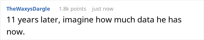 User imagining how much data was collected years later User imagining how much data was collected years later