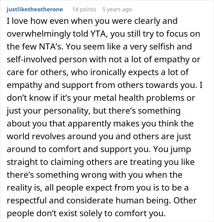 Comment criticizing selfishness and lack of empathy in panic attack situation Comment criticizing selfishness and lack of empathy in panic attack situation