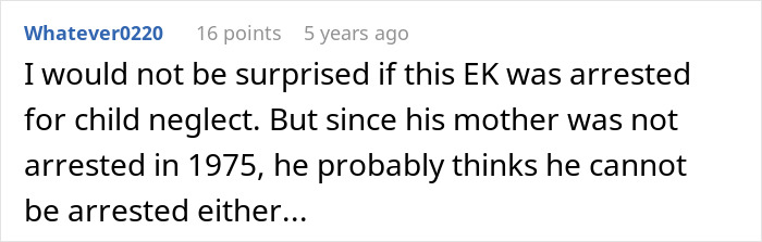 A comment suggesting the bully could be arrested for child neglect, connecting to the parents' refusal for a beach trip. A comment suggesting the bully could be arrested for child neglect, connecting to the parents' refusal for a beach trip.