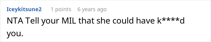 Reddit comment about MIL using allergenic ingredients and dangers involved