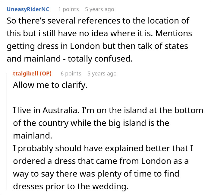 Reddit comments discussing confusion about dress location before stepbrother's wedding Reddit comments discussing confusion about dress location before stepbrother's wedding