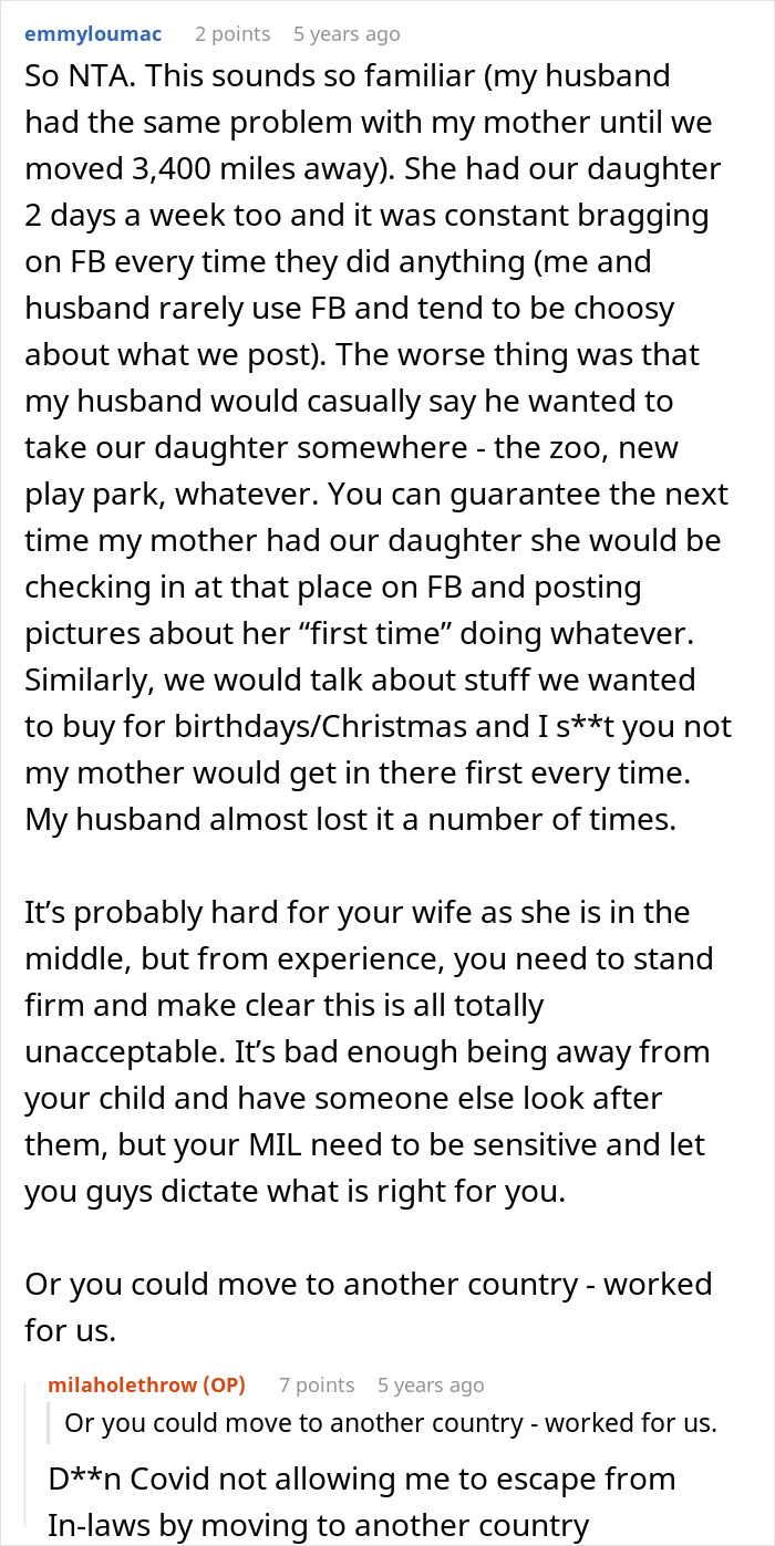 Shared story about dealing with mil crossing boundaries while babysitting