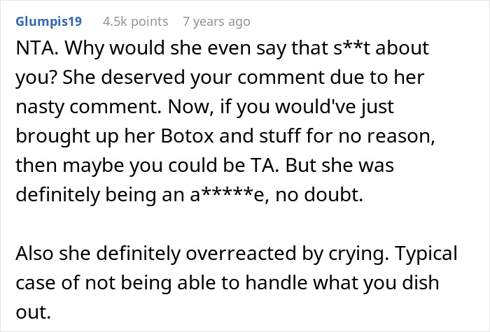 Reddit comment on overreaction and insults involving fillers and botox Reddit comment on overreaction and insults involving fillers and botox