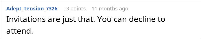 Comment on the option to decline wedding invitations
