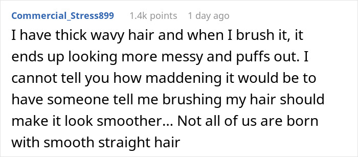 A comment about a woman whose hair looks messy and her job is on the line.
