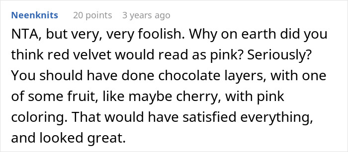 Comment on gender reveal cake choice being foolish Comment on gender reveal cake choice being foolish