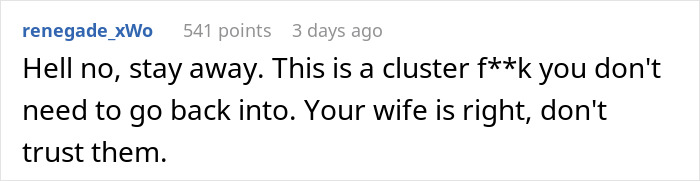 Reddit comment advising to stay away and not trust parents Reddit comment advising to stay away and not trust parents