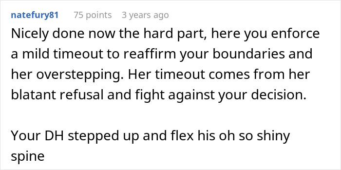 A comment advising a pregnant woman to enforce boundaries with her MIL after contractions incident.