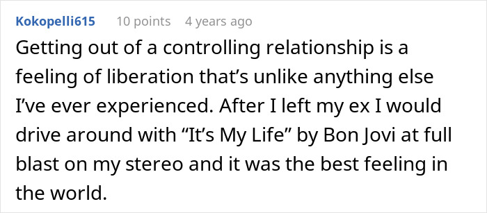 A comment about escaping a controlling relationship, feeling liberation, and realizing the fiancée is the problem. A comment about escaping a controlling relationship, feeling liberation, and realizing the fiancée is the problem.