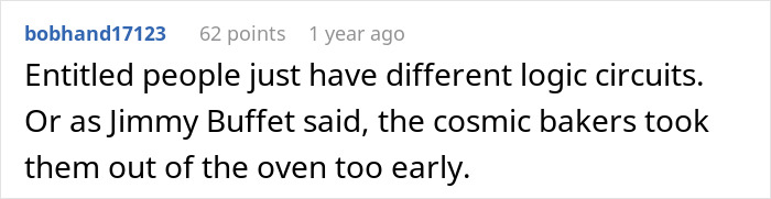 Comment on entitled people logic in bride&rsquo;s friend silence context