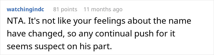 A Reddit comment expressing suspicion about a husband's continuous push to honor his mom.