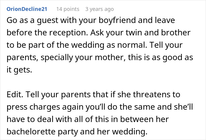 Comment advising to attend wedding cautiously due to creepy BIL issues Comment advising to attend wedding cautiously due to creepy BIL issues