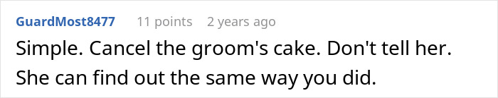 Advice about canceling the groom's cake for a wedding reflection Advice about canceling the groom's cake for a wedding reflection