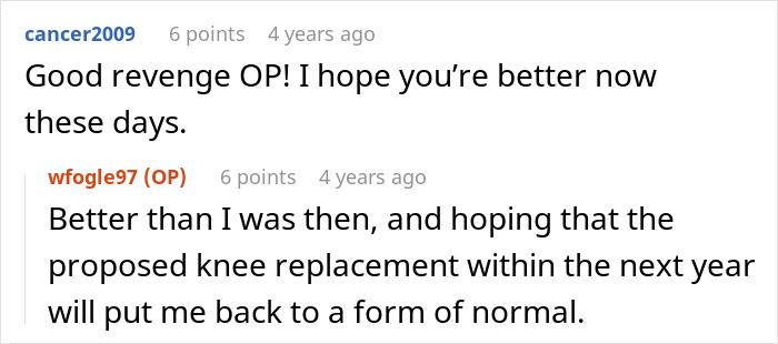 A screenshot of a comment wishing well to the disabled teen after legal action against the school.
