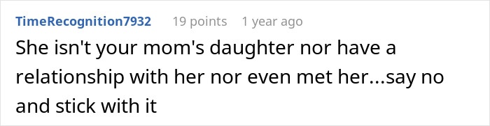 A comment about the brother's fiancée's tantrum over a dress, advising to say no and stick with it. A comment about the brother's fiancée's tantrum over a dress, advising to say no and stick with it.