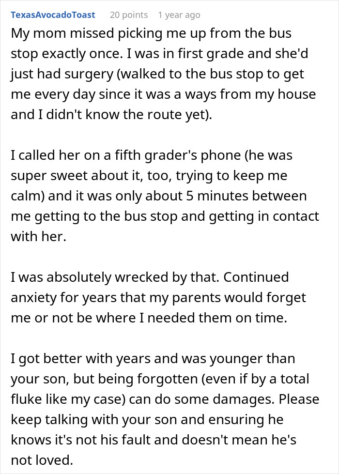A personal anecdote on social media about being forgotten by a parent and its effects, relating to the gaming problem.