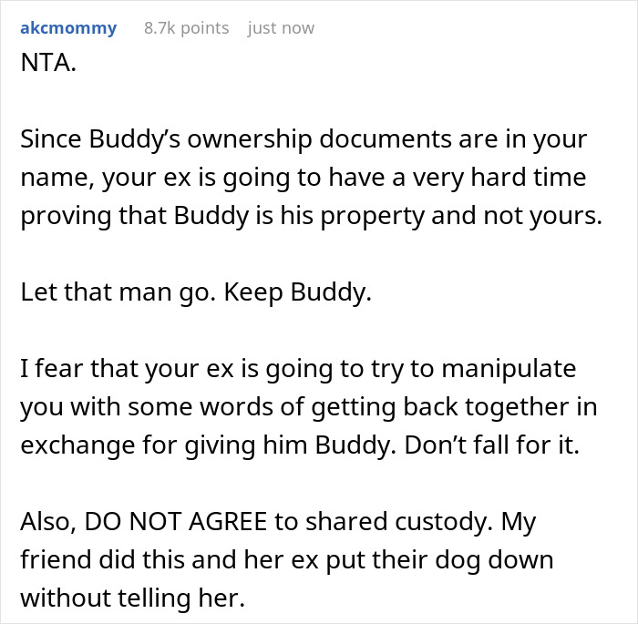 Warning about ex's manipulation and dog custody risks Warning about ex's manipulation and dog custody risks